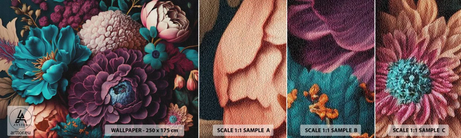 Provbit av självhäftande fototapet Deluxe Sticker - Natur i överflöd - Blommor, Botanik, Årgång - 100x30 cm