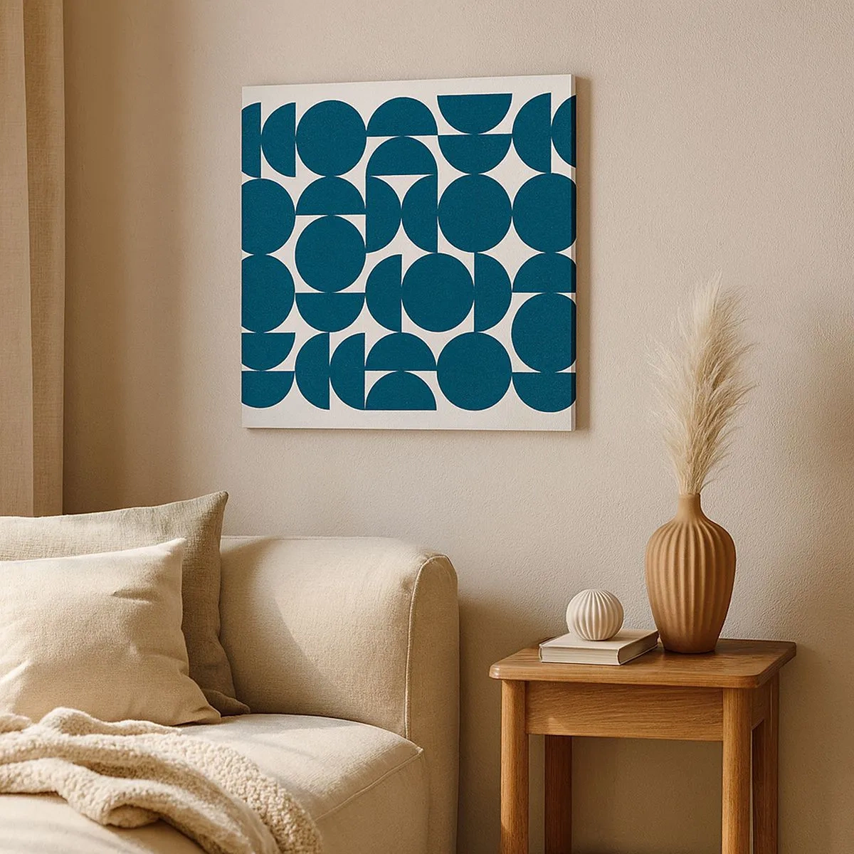 Canvastavla - Bild på duk - Cirklar och halvcirklar - 30x30 cm