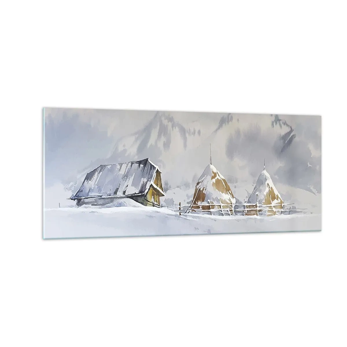 Glastavla - Bild på glas - I snödalen - 100x40 cm