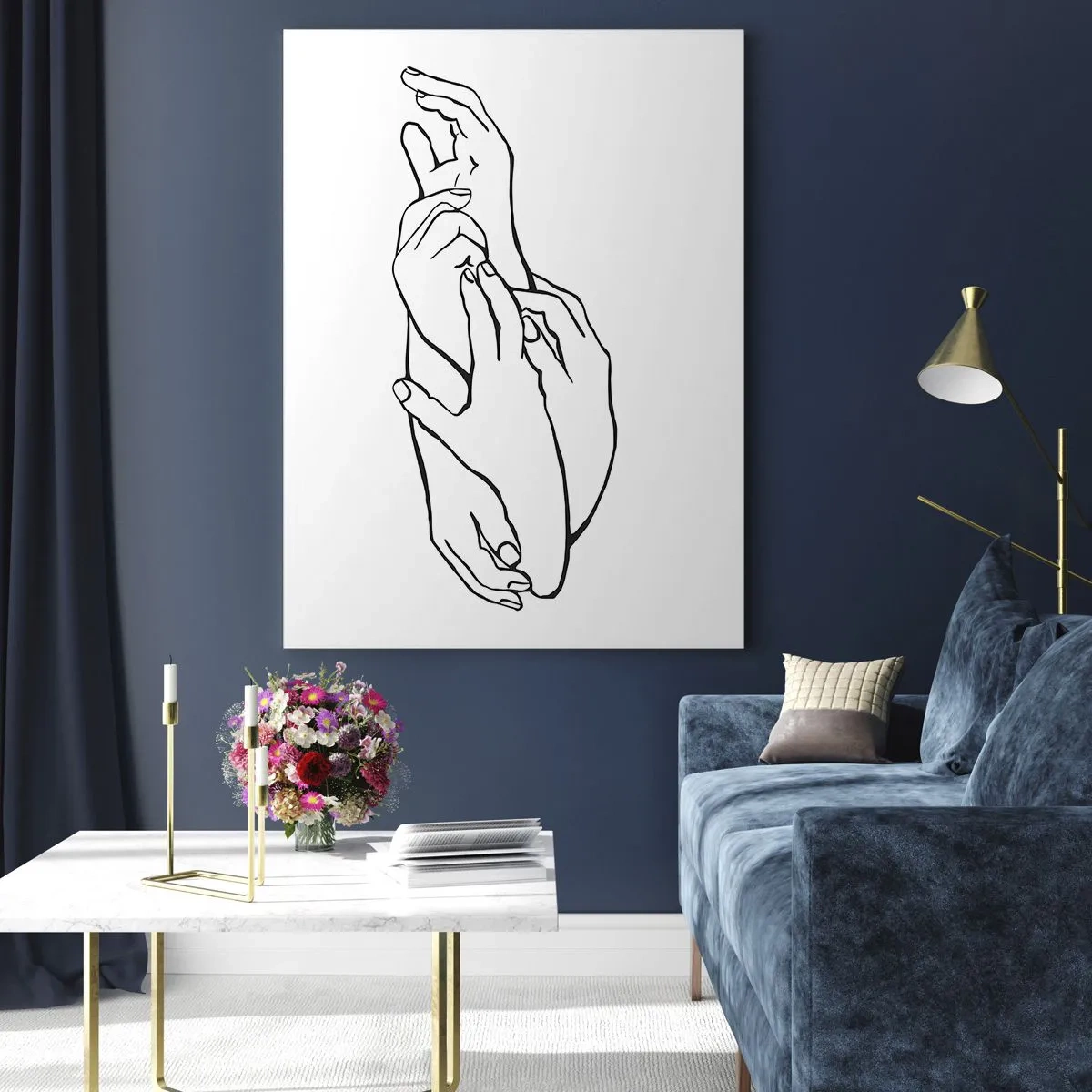 Glastavla - Bild på glas - Hand i hand - 70x100 cm