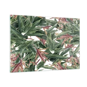 Glastavla - Bild på glas - Smaragd-lila växter - 100x70 cm