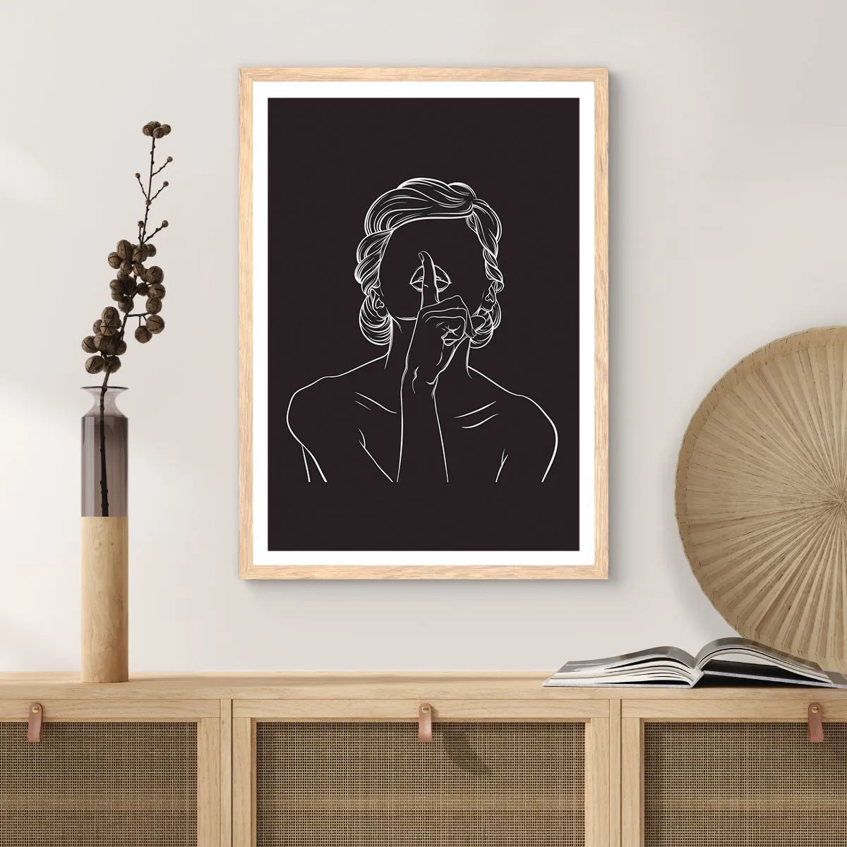 Affisch i ram av ljusek - Skönhet blommar i tystnad - 30x40 cm