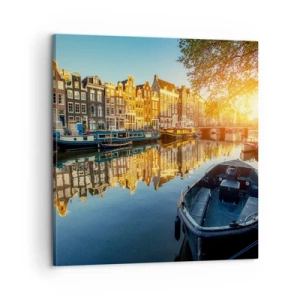 Canvastavla - Bild på duk - En morgon i Amsterdam - 60x60 cm