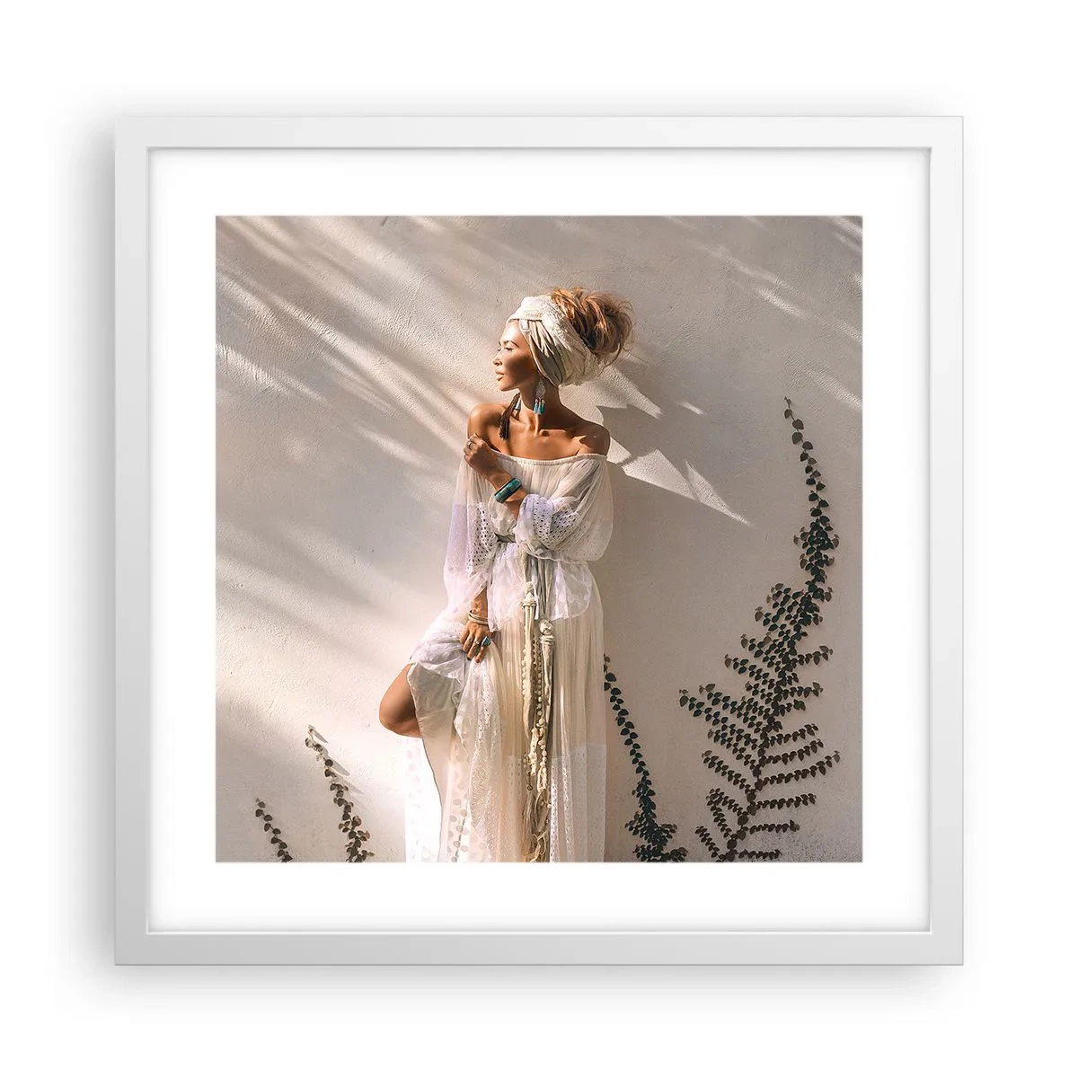 Affisch i vit ram - Solen och flickan - 40x40 cm