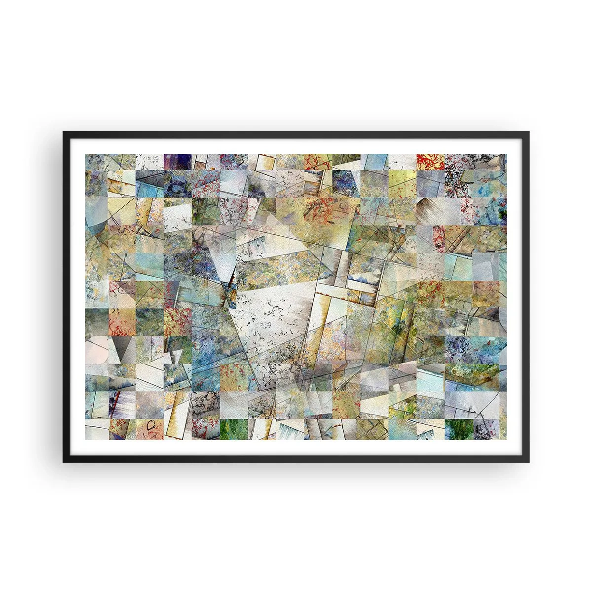 Affisch i svart ram - Geometrisk omblandning - 100x70 cm