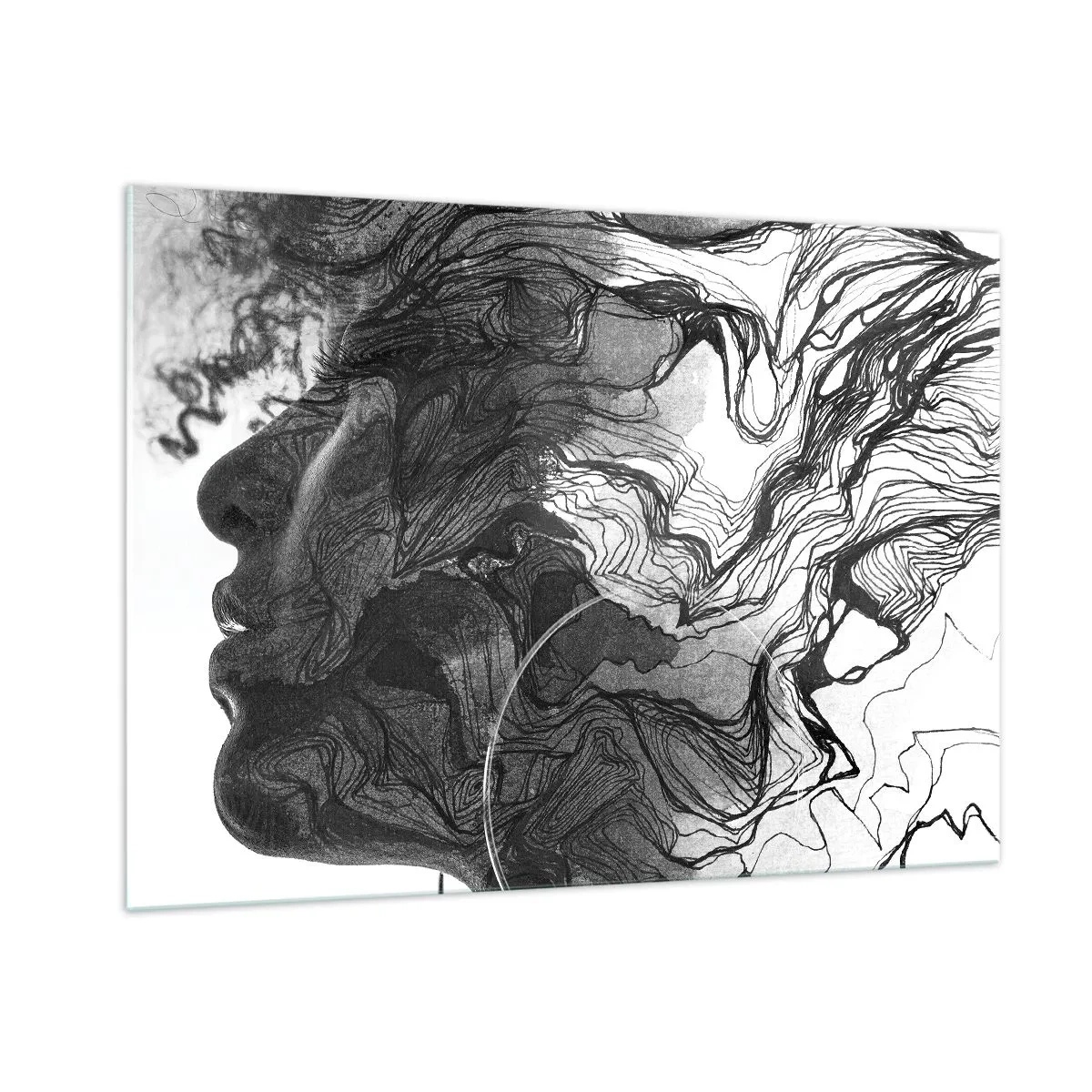Glastavla - Bild på glas - Tilltrasslad i drömmarna - 100x70 cm