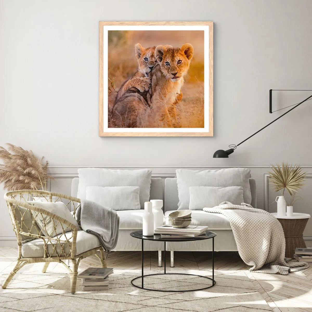 Affisch i ram av ljusek - Stör inte! Vi har kul - 60x60 cm