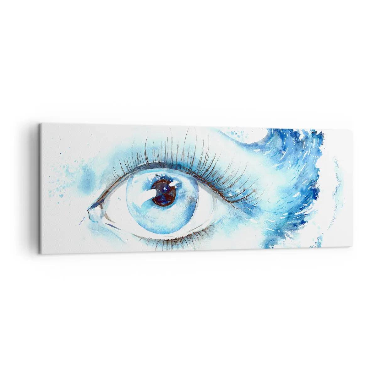 Canvastavla - Bild på duk - Doppa sig i den blåa blicken - 140x50 cm