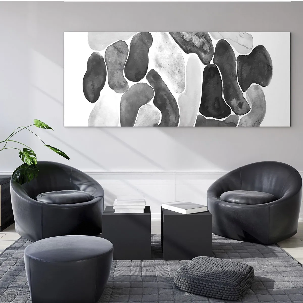 Glastavla - Bild på glas - Stenig abstraktion - 100x40 cm