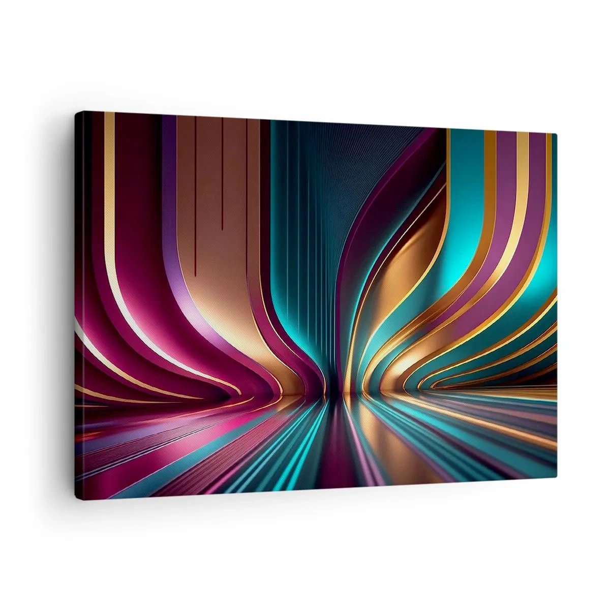 Canvastavla - Bild på duk - Futuristisk abstraktion med intensiva färger och kurvor - 70x50cm - Ljusets arkitektur - Modern väggdekoration för vardagsrum och sovrum ARTTOR