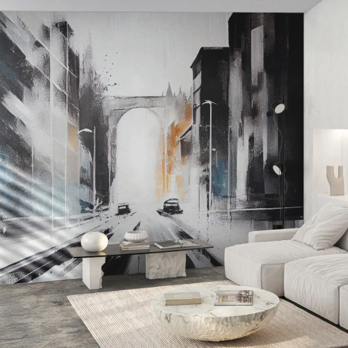 Fototapet Premium Canvas - Stadsstudie: arkitektur och rörelse - Arkitektur, Landskap, Gata - 450x315 cm
