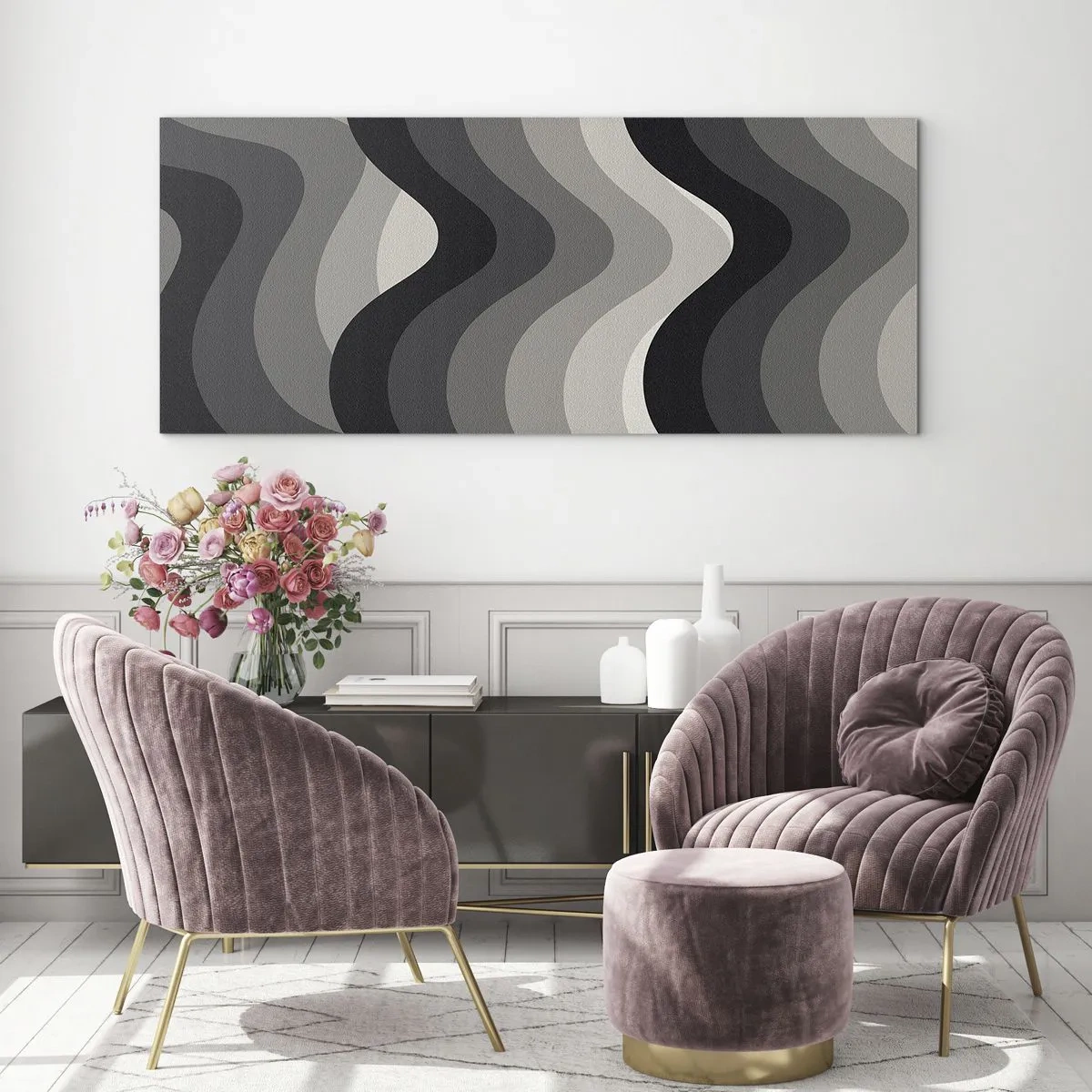 Glastavla - Bild på glas - Våg efter våg - 120x50 cm