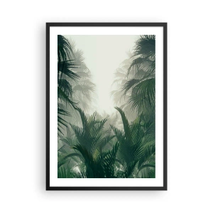 Affisch i svart ram - Tropisk vegetation i en dimmig miljö - 50x70cm - Tropisk hemlighet - Modern väggdekoration för vardagsrum och sovrum ARTTOR