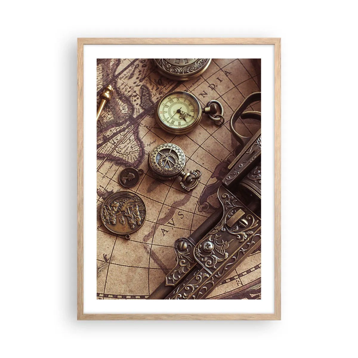 Affisch i ram av ljusek - Äventyret kallar - 50x70 cm