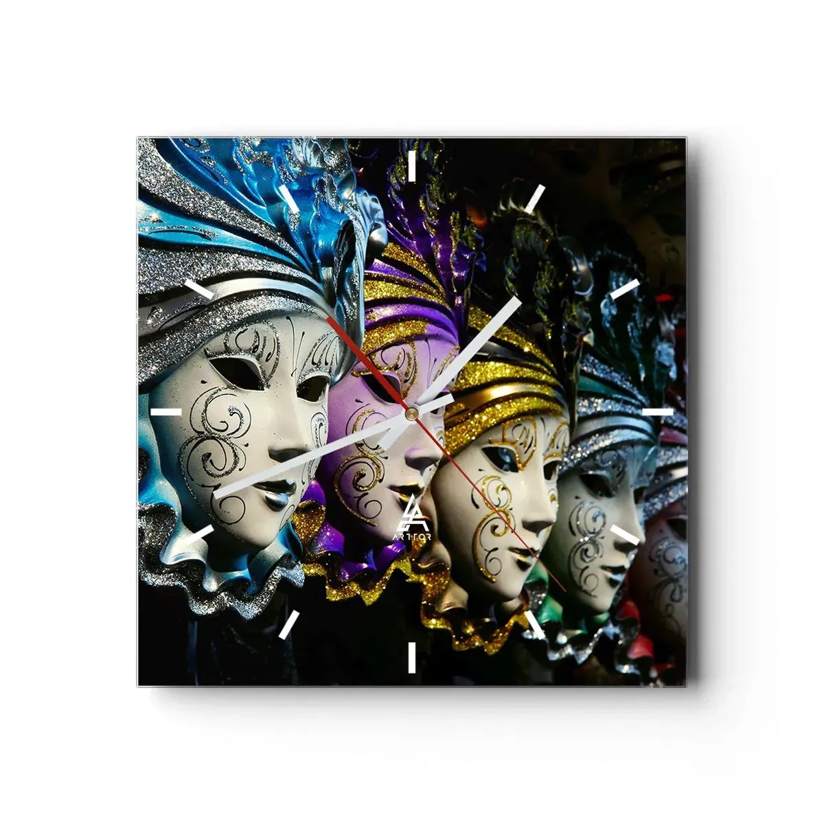 Väggklocka - Klocka på glas - Hemlighet i guld och i silver - 40x40 cm