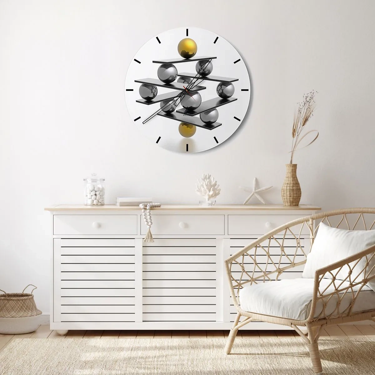 Väggklocka - Klocka på glas - Guld-silver balans - 40x40 cm