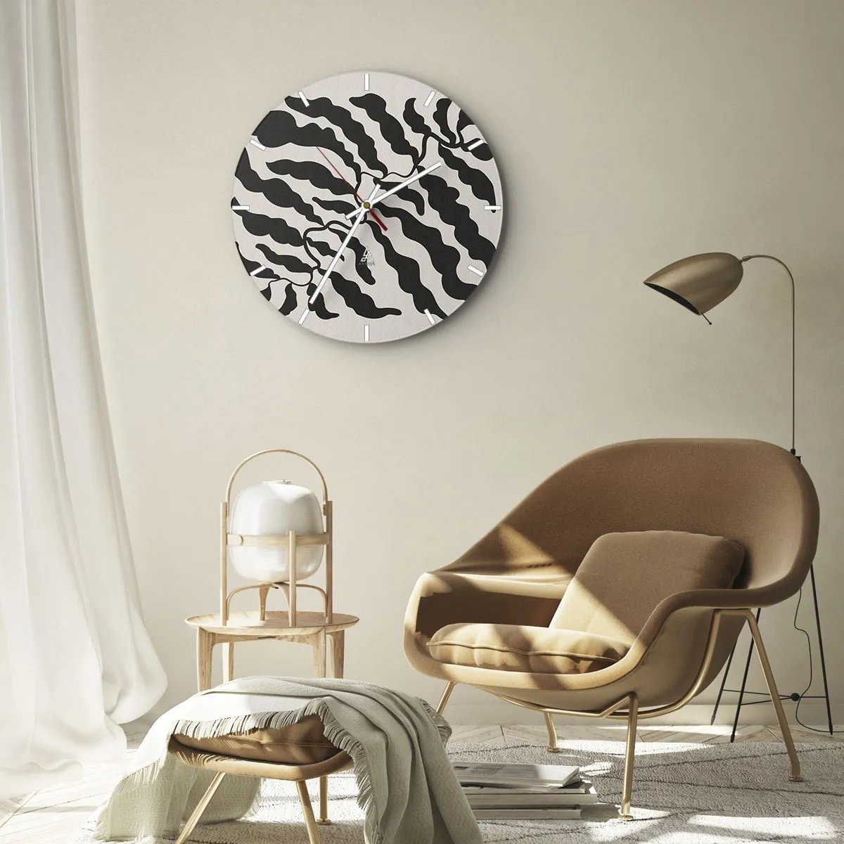 Väggklocka - Klocka på glas - Kvadratens natur - 40x40 cm