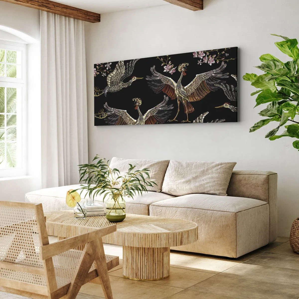 Canvastavla - Bild på duk - Sagofågel - 160x50 cm