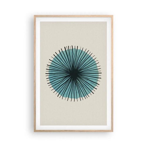 Affisch i ram av ljusek - Radier mot blått - 61x91 cm