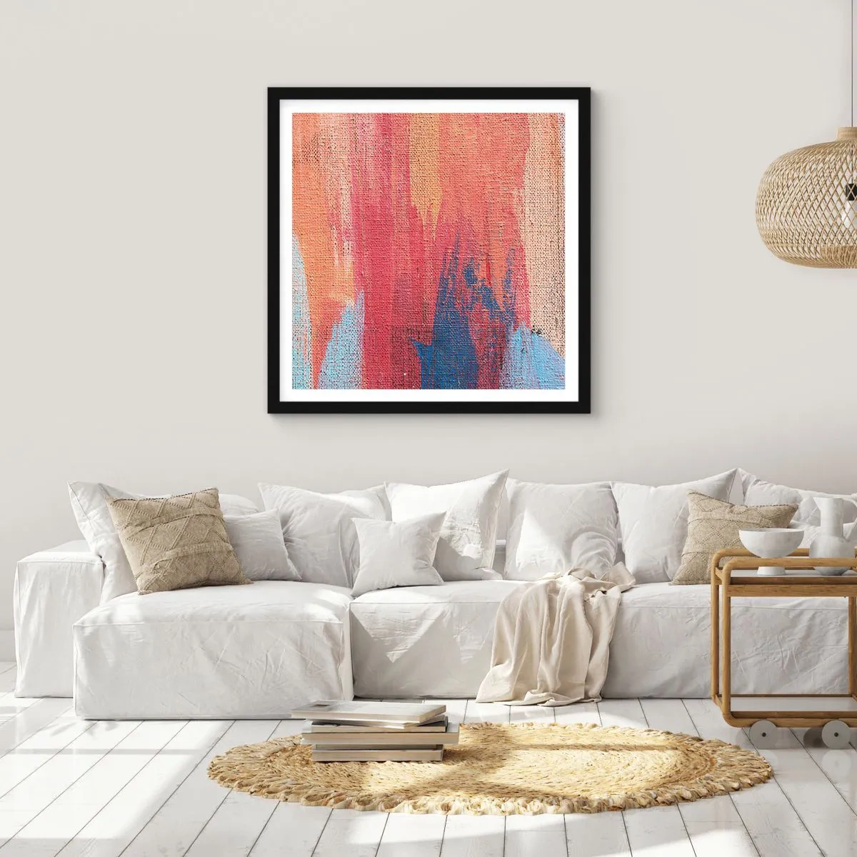 Affisch i svart ram - Rinnande regnbåge - 50x50 cm