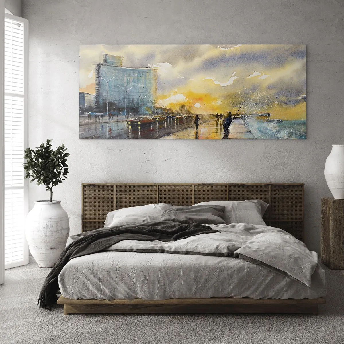 Glastavla - Bild på glas - Livet på stranden - 160x50 cm
