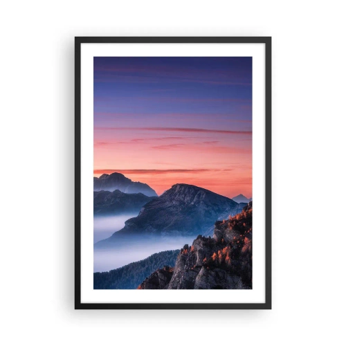 Affisch i svart ram - Pittoreskt bergslandskap vid solnedgången - 50x70cm - Över dalarna - Modern väggdekoration för vardagsrum och sovrum ARTTOR