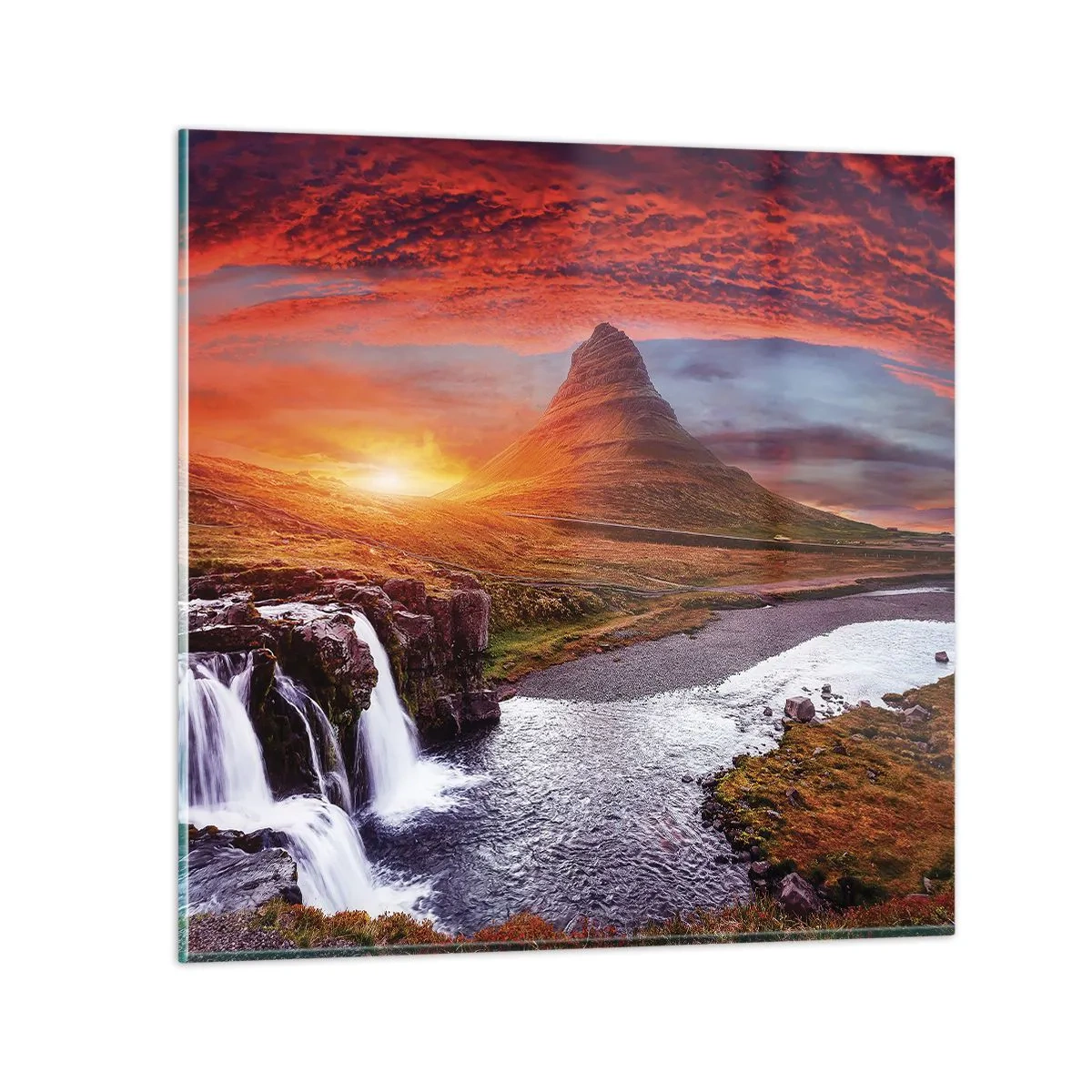 Glastavla - Bild på glas - Utsikt över Midgård - 50x50 cm