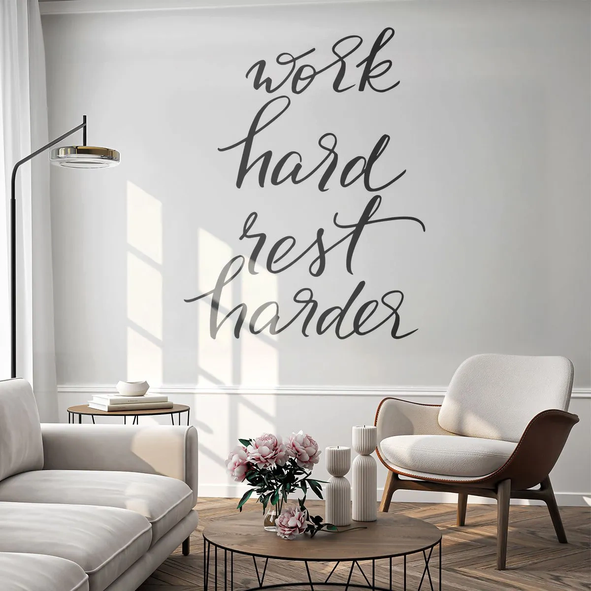 Fototapet Premium Sand - Livsbalans - Typografi, Bekräftelse, Maxim - 500x350 cm