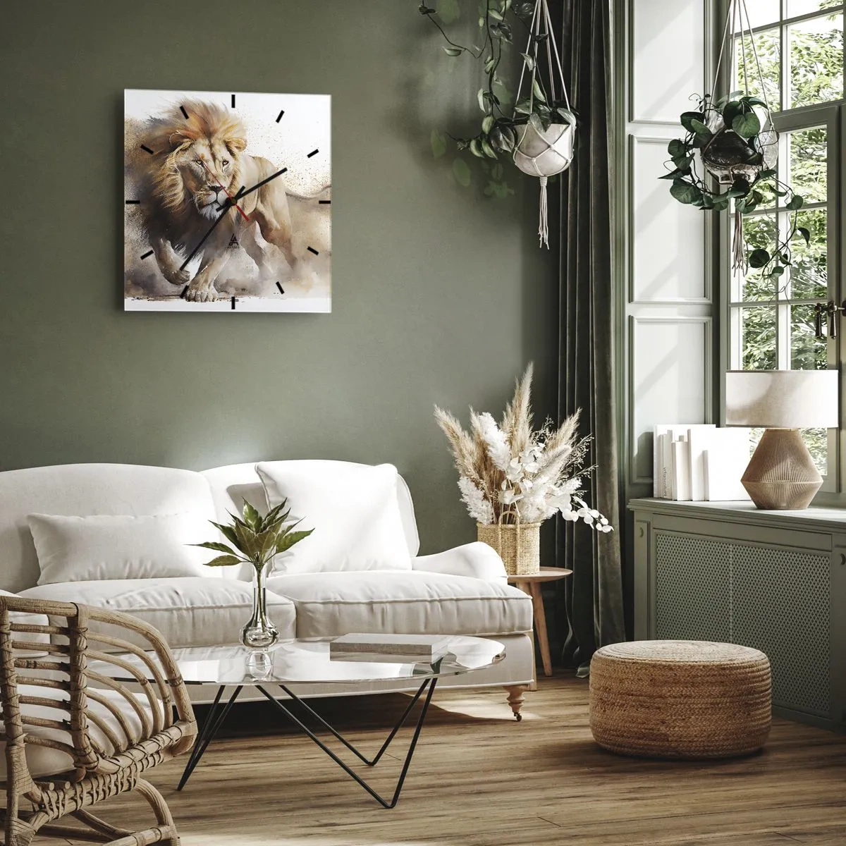 Väggklocka - Klocka på glas - Kungen har gett sig av - 40x40 cm