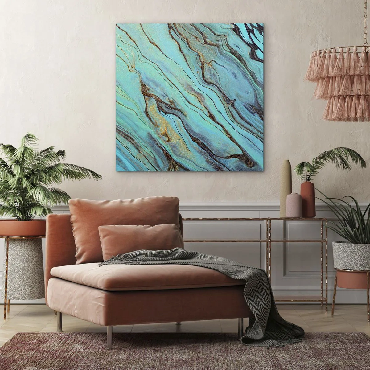 Canvastavla - Bild på duk - Turkost tidvatten - 40x40 cm