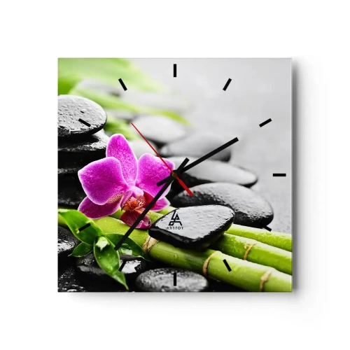 Väggklocka - Klocka på glas - Lugn balans - 30x30 cm