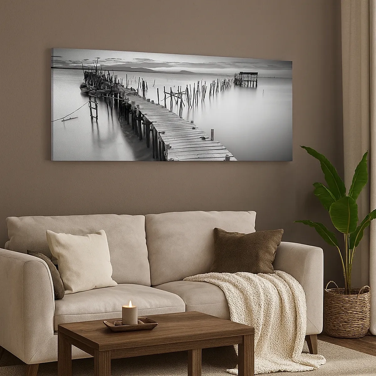 Canvastavla - Bild på duk - Den glömda strandens ro - 30x30 cm