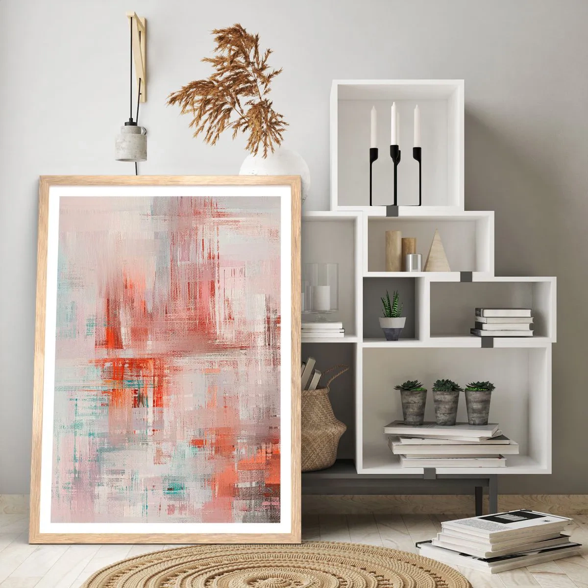 Affisch i ram av ljusek - Dimmigt. Rosa - 50x70 cm