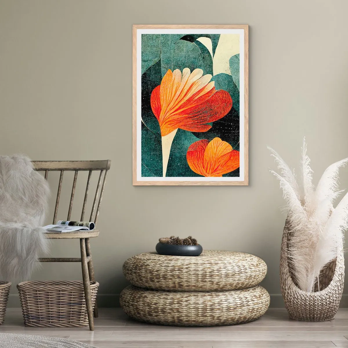 Affisch i ram av ljusek - Värmen i tropikerna och svalkan i grönskan - 50x70 cm