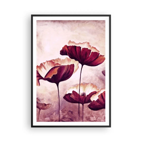 Affisch i svart ram - Röd och vit flinga - 70x100 cm