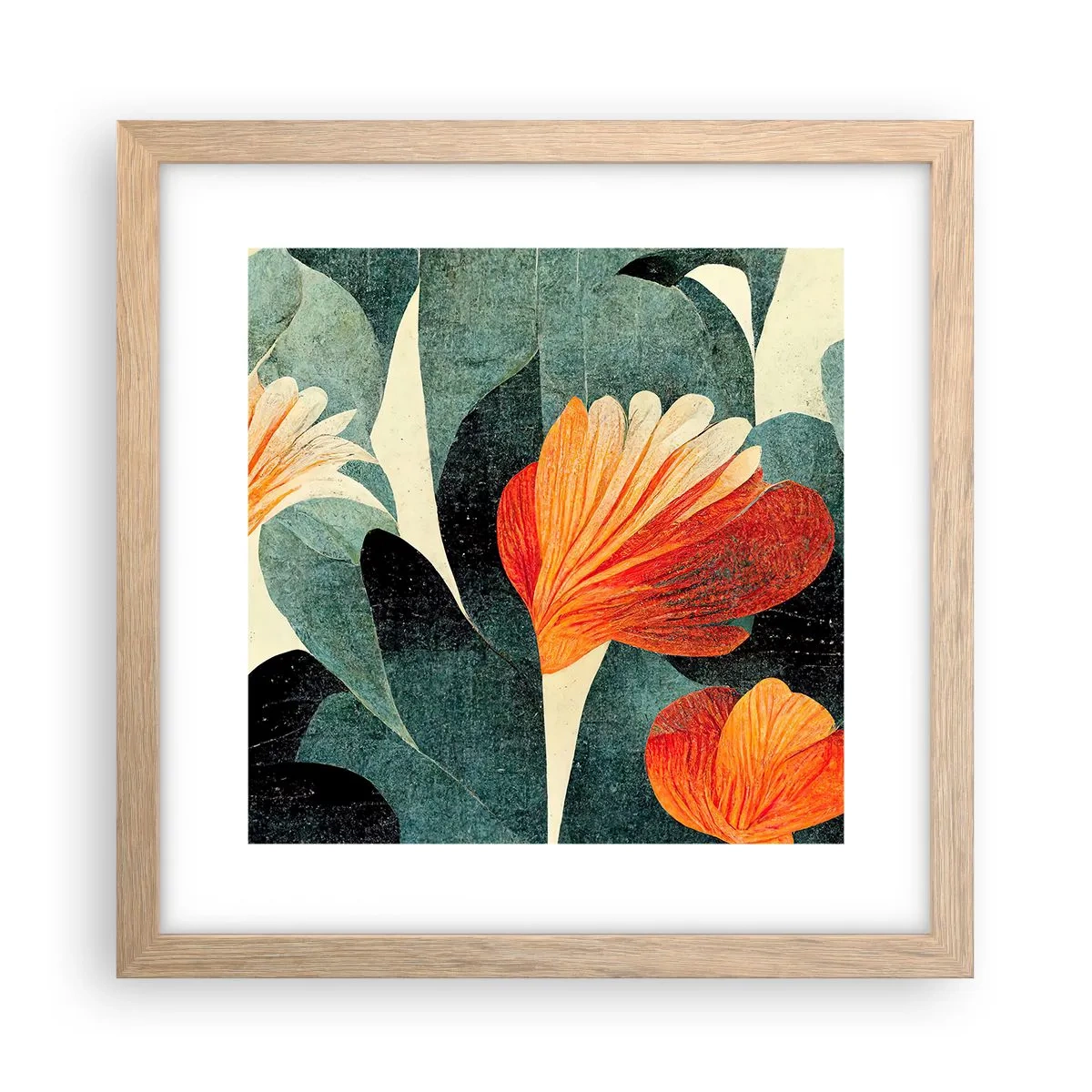 Affisch i ram av ljusek - Värmen i tropikerna och svalkan i grönskan - 30x30 cm