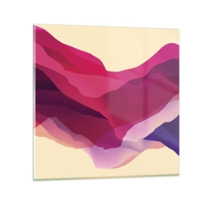 Glastavla - Bild på glas - Purpurfärgade vågor - 70x70 cm