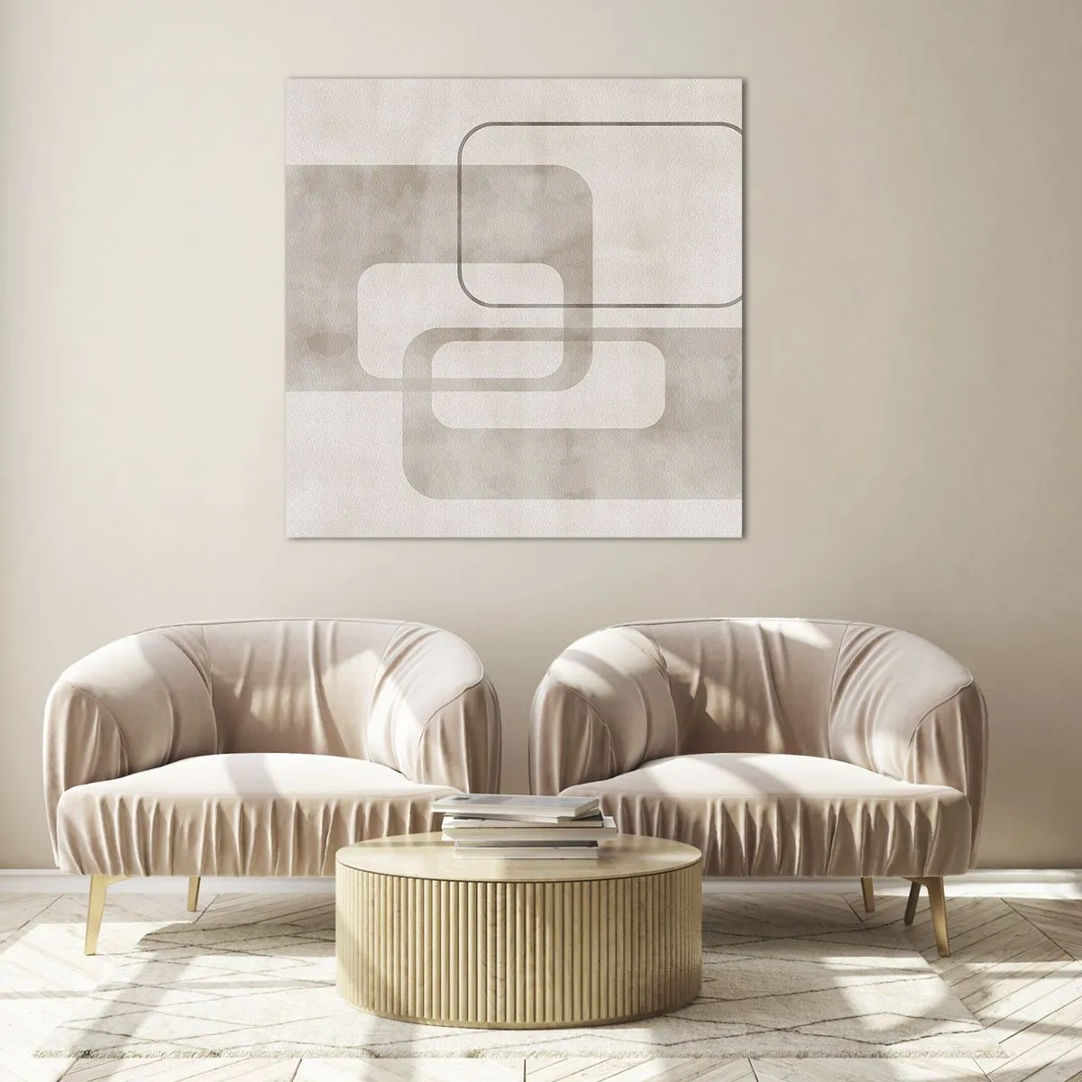 Glastavla - Bild på glas - Geometrisk fug - 70x70 cm