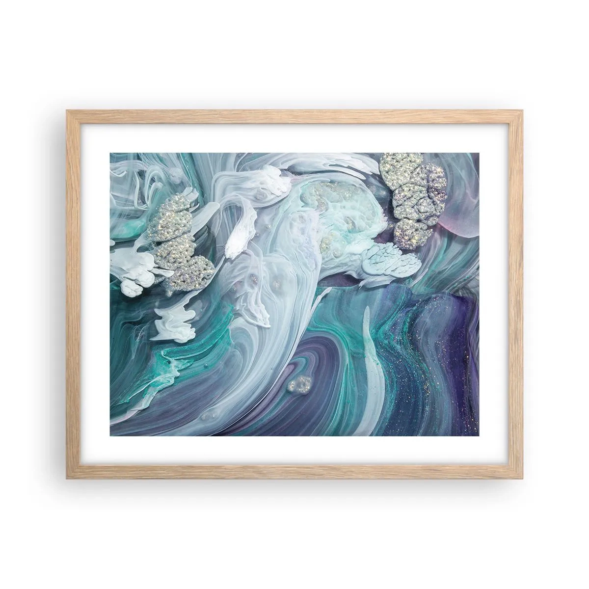 Affisch i ram av ljusek - Blåhetens strömmar - 50x40 cm