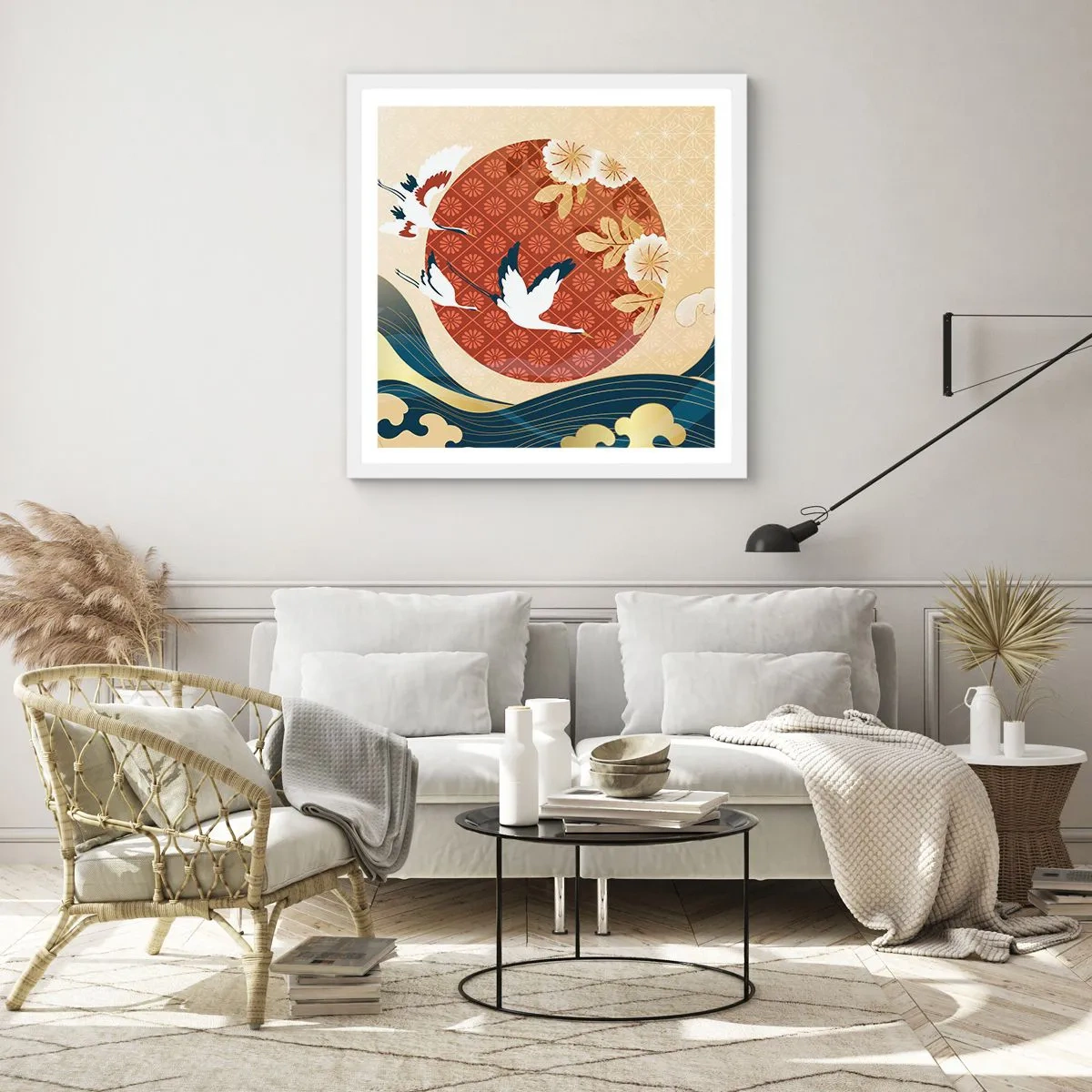 Affisch i vit ram - Japansk saga - 50x50 cm