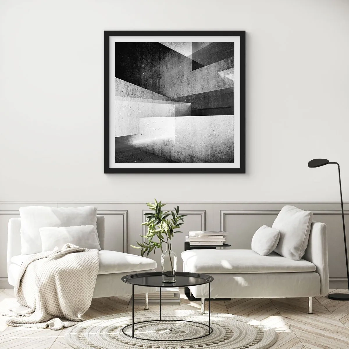 Affisch i svart ram - Rummets struktur - 30x30 cm