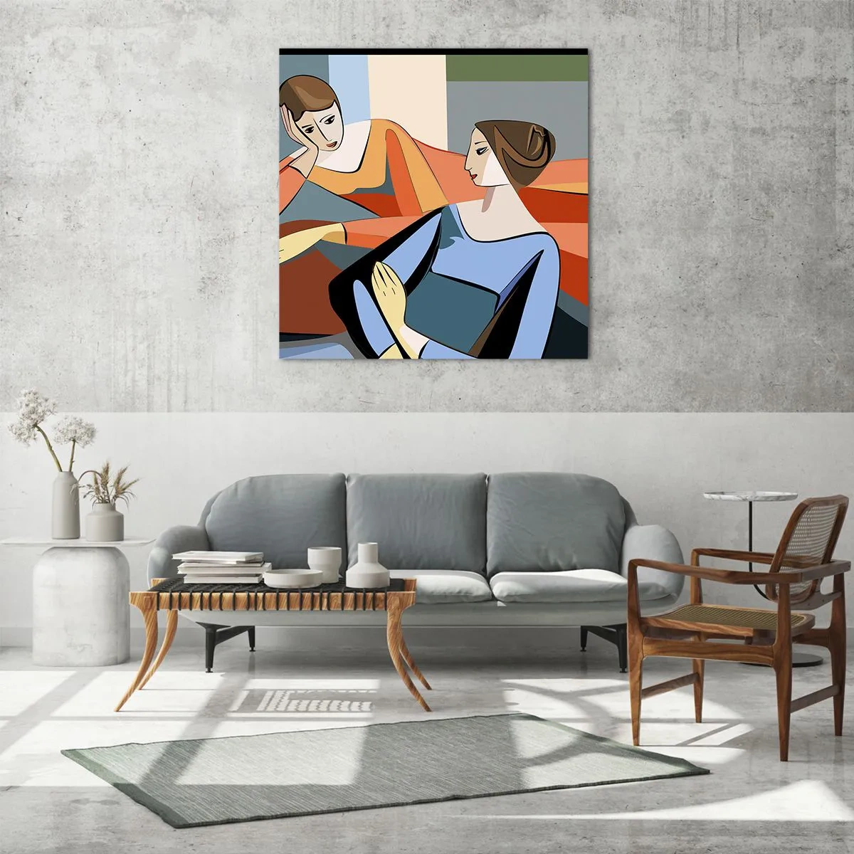 Glastavla - Bild på glas - Ett ögonblick av förtrolighet - 60x60 cm