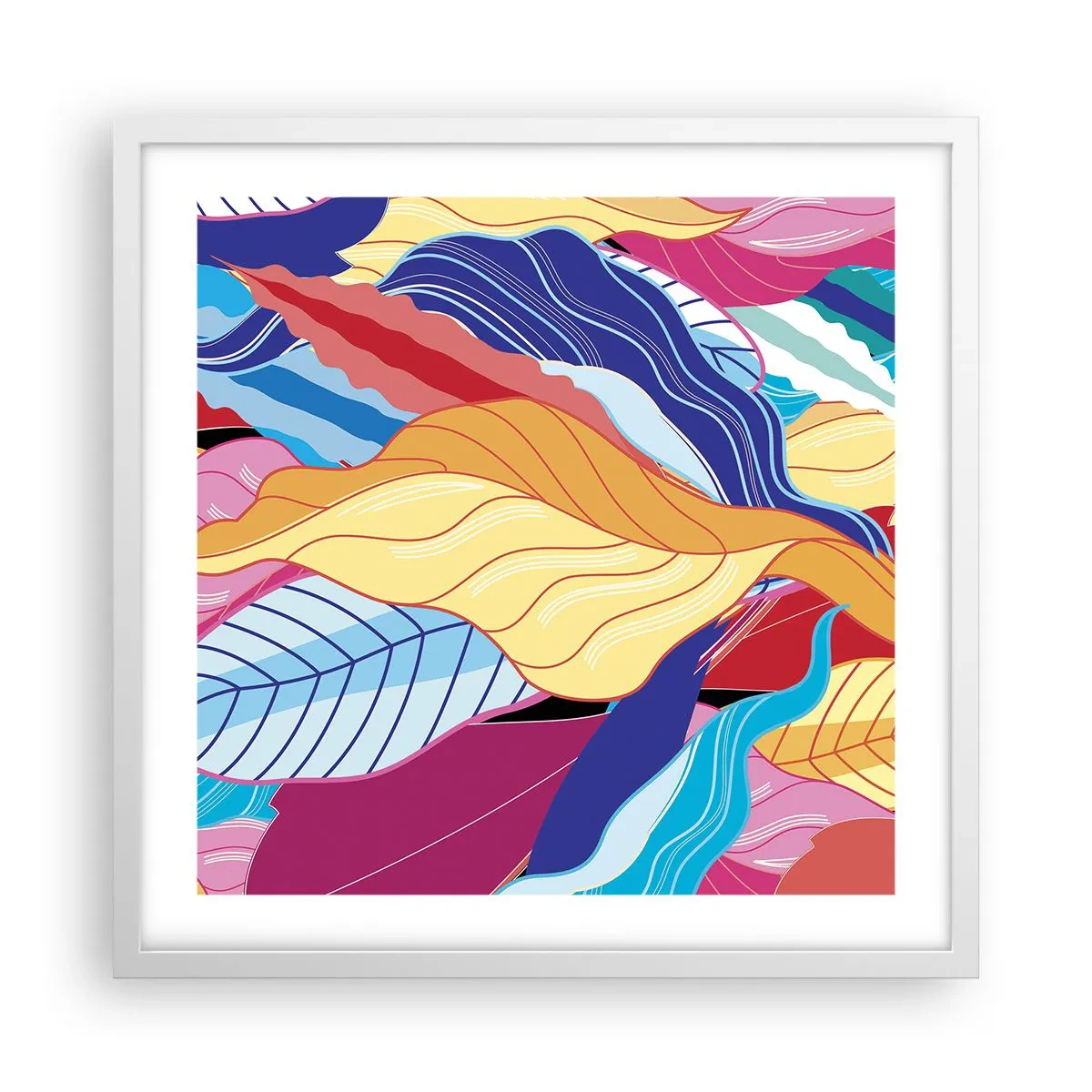Affisch i vit ram - Färgglad röra - 50x50 cm