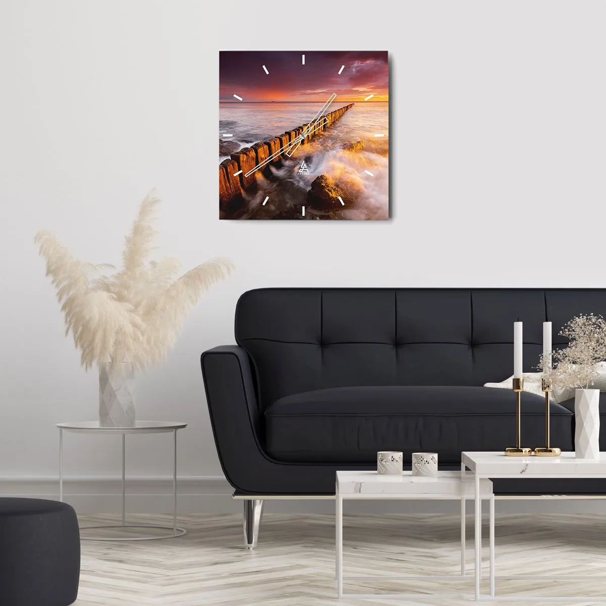 Väggklocka - Klocka på glas - MIlda vågor - 30x30 cm