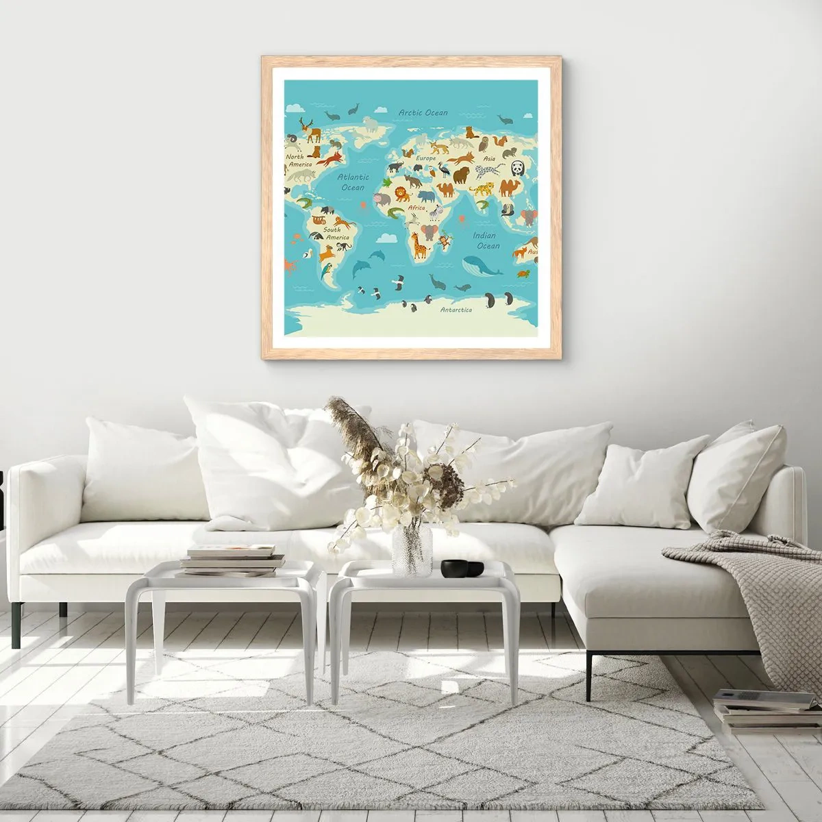 Affisch i ram av ljusek - Goda grannar - 60x60 cm