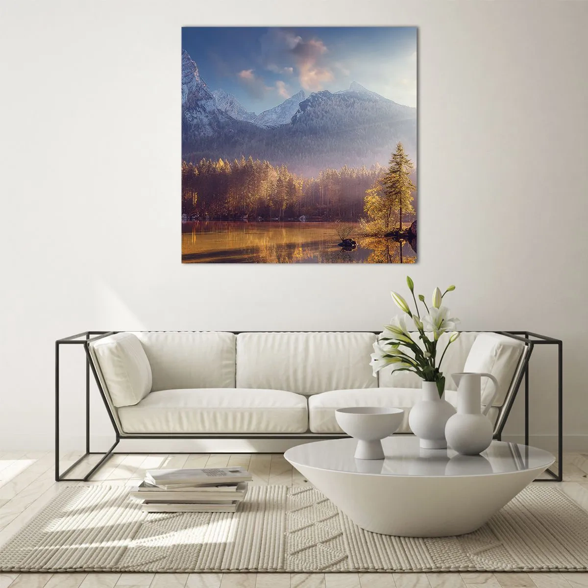Glastavla - Bild på glas - I berg och dalar - 40x40 cm