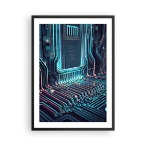 Affisch i svart ram - En futuristisk vision av en integrerad krets - 50x70cm - Så här tänker jag... - Modern väggdekoration för vardagsrum och sovrum ARTTOR