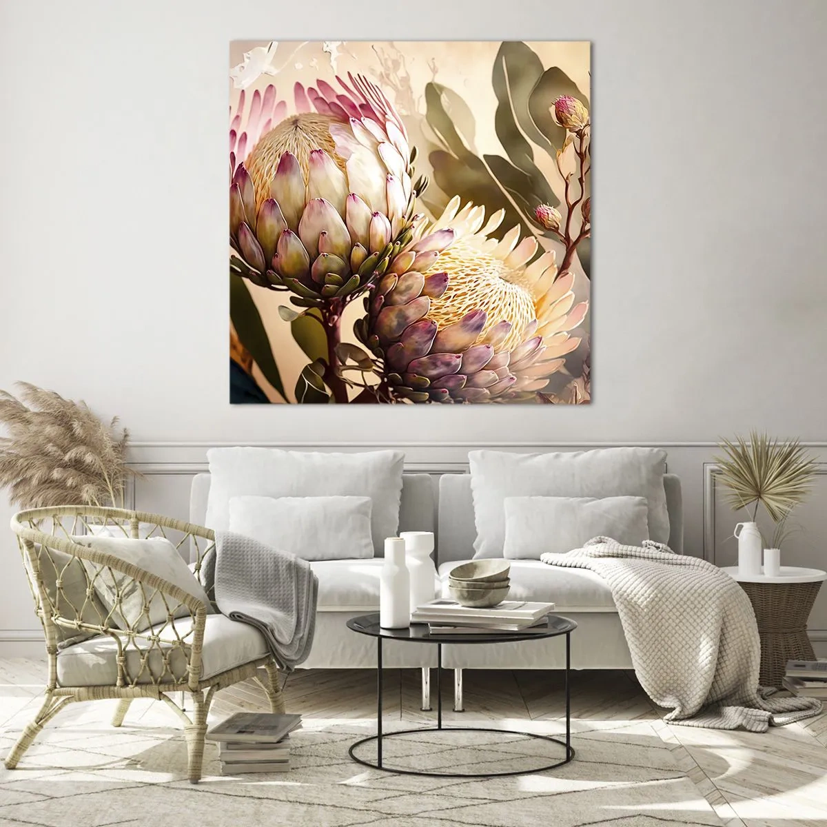 Glastavla - Bild på glas - Ömsint omfamnad - 70x70 cm