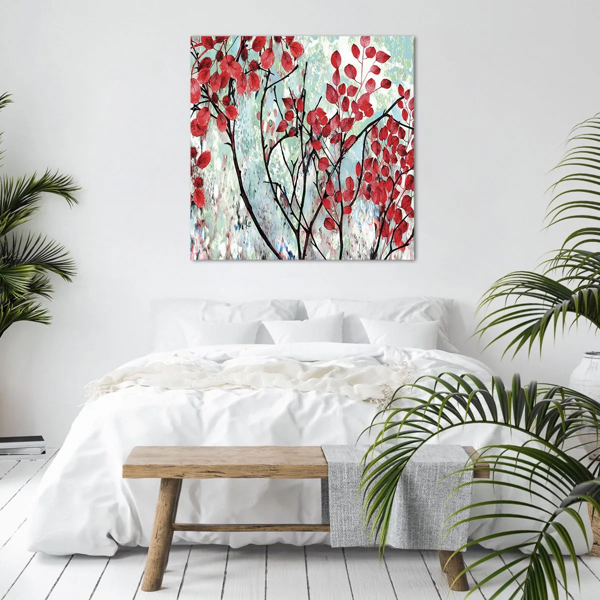 Canvastavla - Bild på duk - Träd i scharlakansröd - 60x60 cm