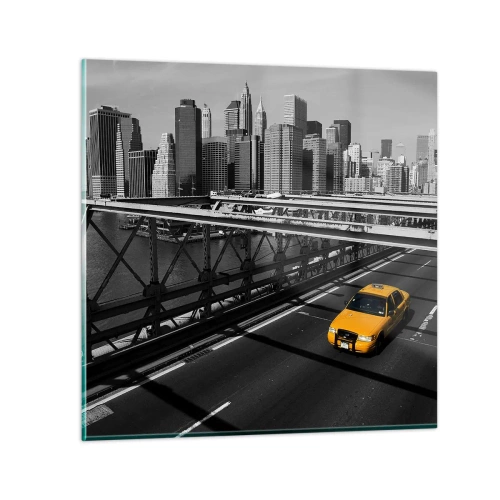 Glastavla - Bild på glas - Storstadens färg - 70x70 cm